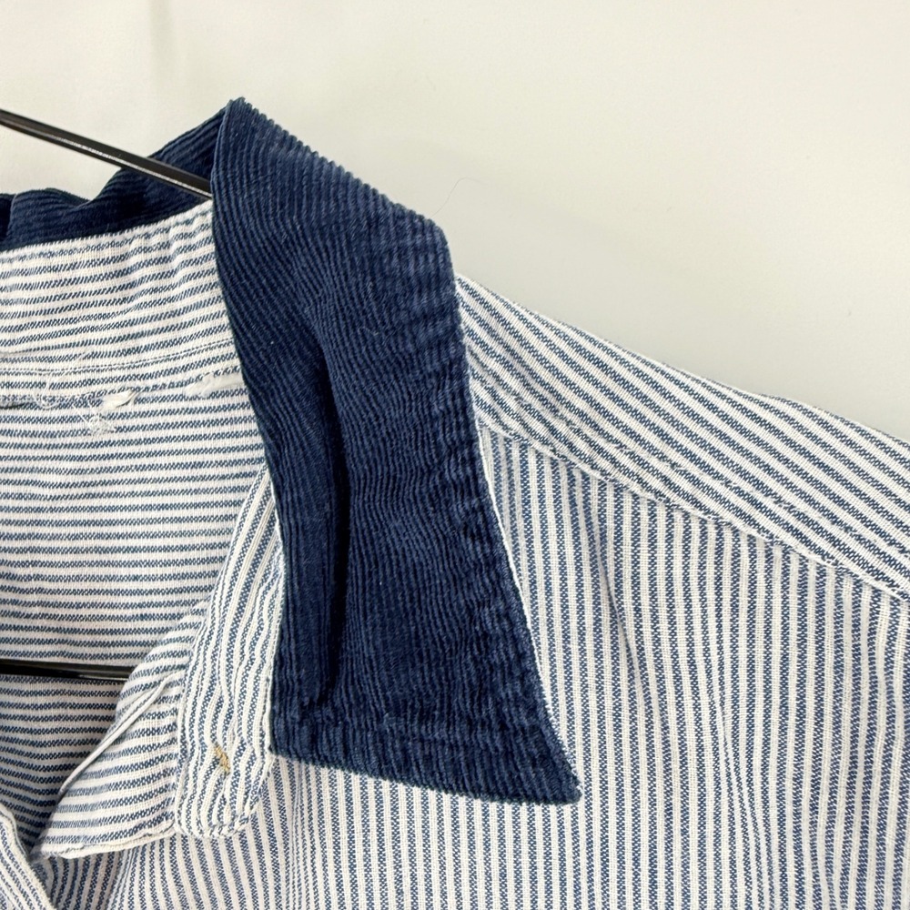 Vintage Pinstripe Embroidered Birdhouse Shirt Blue Corduroy Collar Size Small‎ - Picture 3 of 7
